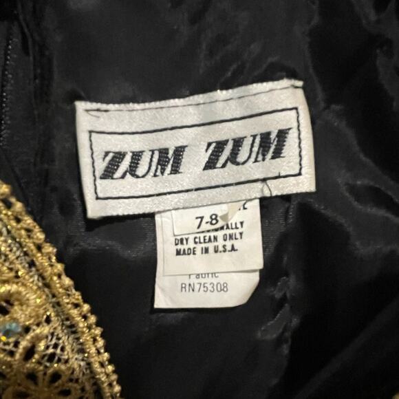Vintage Zum Zum Womens Dress 7/8 Black Gold Lace Romantic Goth Dark Elegance EUC - Picture 2 of 8